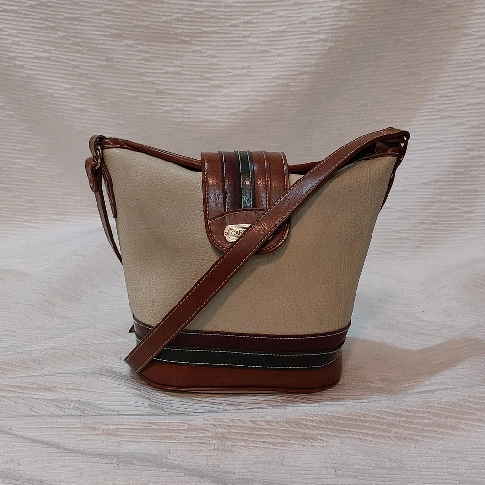 Cream and Brown Crossbody Bag